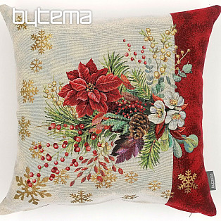 Christmas tapestry cover CHRISTMAS BOUQUET WITH RED STRIPE