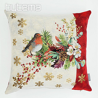 Christmas tapestry cover BIRDS WITH A STRIPE red