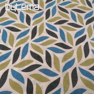 Decorative fabric Coord leaves green-blue