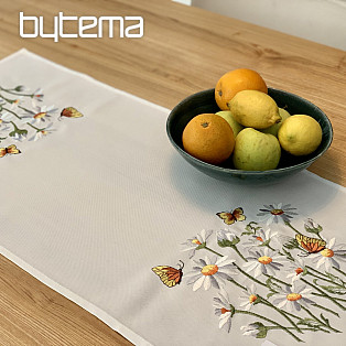 Embroidered tablecloth and scarf DAISIES AND BUTTERFLIES