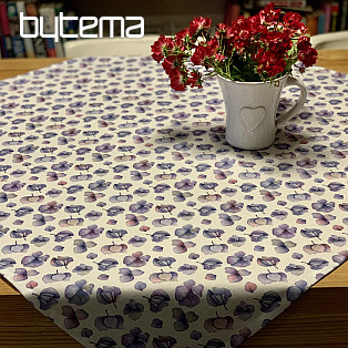 MONTANA PURPLE BLUE FLOWERS tablecloth and scarf