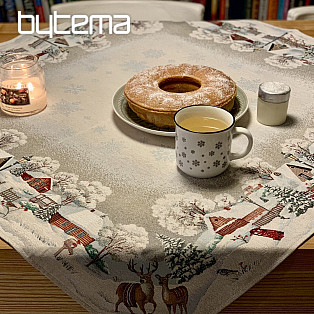 Gobelin tablecloth, shawl and table setting WINTER IDYLKA