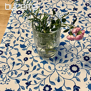 Table cloth and shawl SATINET BLUE FLOWER