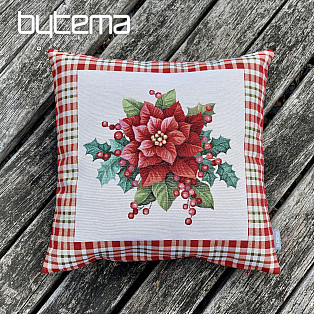 Christmas tapestry cover CHRISTMAS STAR red check