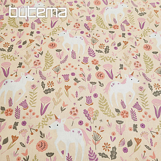 Cotton fabric UNICORN pink