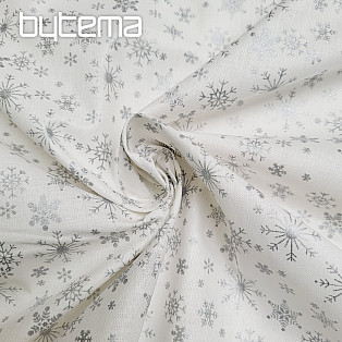 Cotton fabric LARGE FLAKES silver