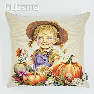 Tapestry pillowcase GIRL WITH PUMPKINS