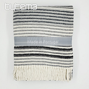 Luxury blanket GRAY WHITE WITH FRINGES