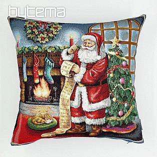 Christmas tapestry cover SANTA AT THE FIREPLACE