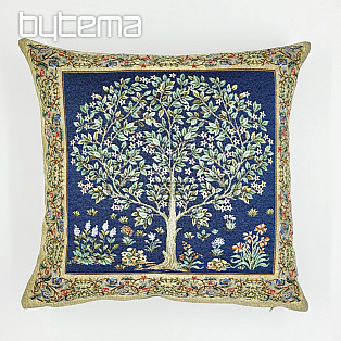 Blue tapestry TREE OF HAPPINESS cushion cover