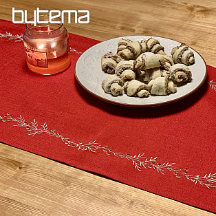 Embroidered Christmas tablecloth and shawl MISTLET RED