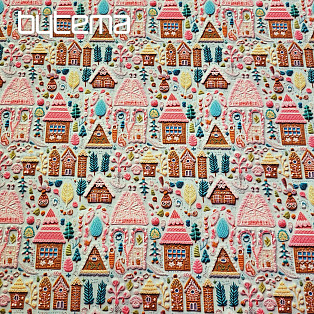 GINGERBREAD COTTAGE cotton fabric