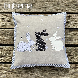 Embroidered Easter bedspread GRAY RABBITS