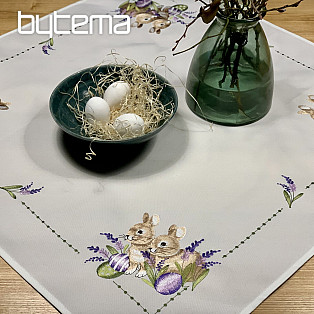 Embroidered tablecloth EASTER BUNNY with lavender