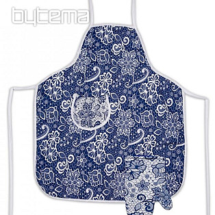 Apron with bib BLUE WHITE