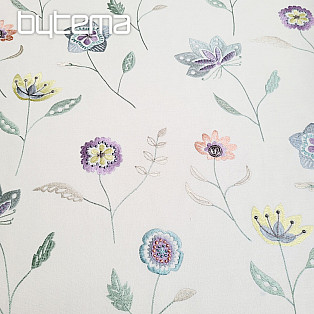 Embroidered decorative fabric with flowers RICHMOND purple