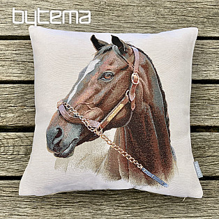 Gobelin cushion cover HORSE BROWN