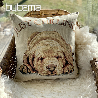 Tapestry pillow-case Dog JUST CHILLING