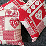 Decorative tapestry pillow HEART PATCHWORK red