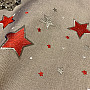 Embroidered Christmas tablecloth gray with red snowflakes