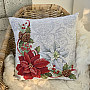 Christmas tapestry cover CHRISTMAS ROSE WHITE AND RED