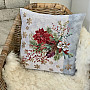 Christmas tapestry cover CHRISTMAS BOUQUET WITH GRAY STRIPE