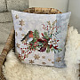 Christmas tapestry cover CHRISTMAS BIRD WITH GRAY STRIPE