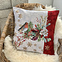 Christmas tapestry cover BIRDS WITH A STRIPE red