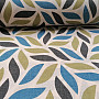 Decorative fabric Coord leaves green-blue