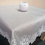 Embroidered Christmas tablecloth gray with flakes