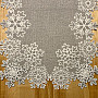 Embroidered Christmas tablecloth gray with flakes