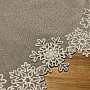 Embroidered Christmas tablecloth gray with flakes