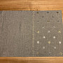 Embroidered gray-beige Christmas tablecloth with stars