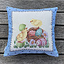 Gobelin cushion cover EASTER CHICK blue frame