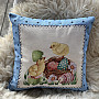 Gobelin cushion cover EASTER CHICK blue frame