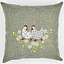 HEN AND FLOWERS embroidered Easter cover gray