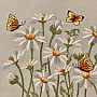 Embroidered tablecloth and scarf DAISIES AND BUTTERFLIES