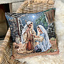 Christmas tapestry covering THE HOLY FAMILY