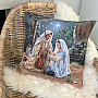 Christmas tapestry covering THE HOLY FAMILY