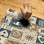 Tapestry tablecloth, scarf PATCHWORK HEART blue