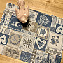 Tapestry tablecloth, scarf PATCHWORK HEART blue