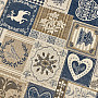 Tapestry tablecloth, scarf PATCHWORK HEART blue