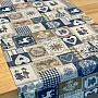 Tapestry tablecloth, scarf PATCHWORK HEART blue