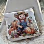 BOY WITH PUMPKIN tapestry pillowcase