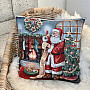 Christmas tapestry cover SANTA AT THE FIREPLACE