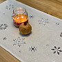 Embroidered Christmas tablecloth and scarf GRAY WHITE FLAKE