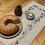 Embroidered Christmas tablecloth and scarf NEEDLES AND CONES