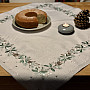 Embroidered Christmas tablecloth and scarf NEEDLES AND CONES