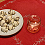 Embroidered Christmas tablecloth and shawl MISTLET RED