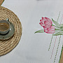 Embroidered tablecloth and scarf Pink tulips